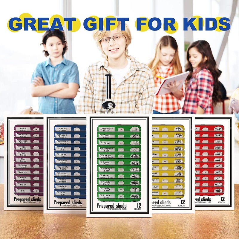 Jiusion 60Pcs Prepared Microscope Slides Specimen Animals Insects Plants Flowers Sample Biological Specimen, Stereo Microscope Slide for Kids Children Students Enlighten Education - Image 3